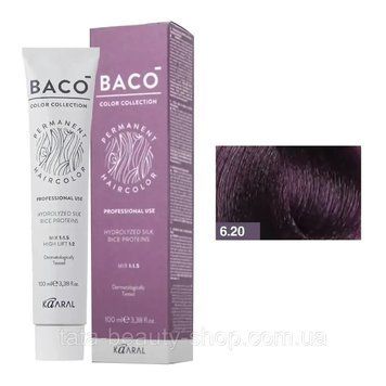 Стойкая крем-краска для волос Kaaral Baco Permanent Hair Color, 100мл 6.20 темний фіолетовий блондин 2586961651 фото