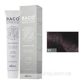 Стойкая крем-краска для волос Kaaral Baco Permanent Hair Color, 100мл V1 фіолетовий мікстон 2586972148 фото