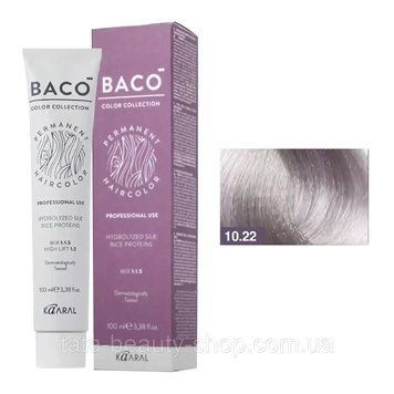 Стойкая крем-краска для волос Kaaral Baco Permanent Hair Color, 100мл 10.22 платиновий блондин інтенсивний фіолетовий 2586962772 фото