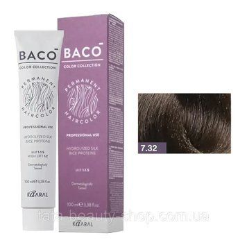 Стойкая крем-краска для волос Kaaral Baco Permanent Hair Color, 100мл 7.32 середній золотисто-фіолетовий блондин 2586963312 фото