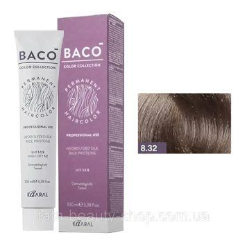 Стойкая крем-краска для волос Kaaral Baco Permanent Hair Color, 100мл 8.32 світлий золотисто-фіолетовий блондин 2586963415 фото