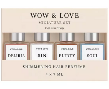 Сет миниатюр парфюм-блеска для волос WOW&LOVE Miniature Set Shimmering Hair Perfume, 4x7ml wow set фото