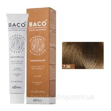 Стойкая крем-краска для волос Kaaral Baco Permanent Hair Color, 100мл 7.30 золотисто-русий 2586965461 фото