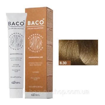 Стойкая крем-краска для волос Kaaral Baco Permanent Hair Color, 100мл 8.30 світло-русявий золотистий 2586965697 фото