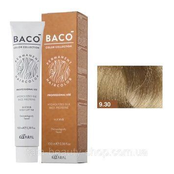 Стойкая крем-краска для волос Kaaral Baco Permanent Hair Color, 100мл 9.30 світлий блонд попелястий 2586965802 фото