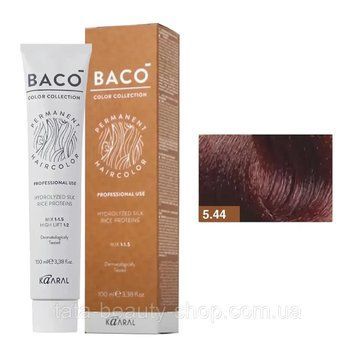 Стойкая крем-краска для волос Kaaral Baco Permanent Hair Color, 100мл 5.44 світлий каштан інтенсивний мідний 2586965836 фото