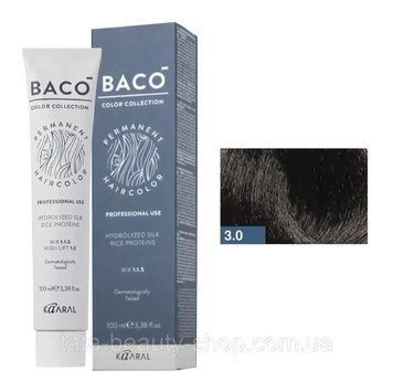 Стойкая крем-краска для волос Kaaral Baco Permanent Hair Color, 100мл 3.0 темний каштан 2586941090 фото