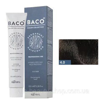 Стойкая крем-краска для волос Kaaral Baco Permanent Hair Color, 100мл 4.0 каштан 2586941230 фото