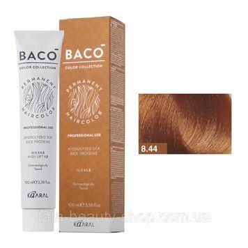 Стойкая крем-краска для волос Kaaral Baco Permanent Hair Color, 100мл 8.44 світло-русий інтенсивно-мідний 2586966048 фото