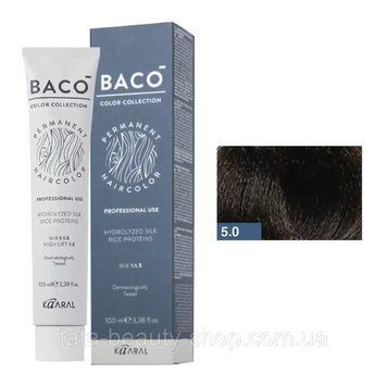 Стойкая крем-краска для волос Kaaral Baco Permanent Hair Color, 100мл 5.0 світлий каштан 2586941479 фото