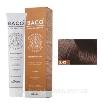 Стойкая крем-краска для волос Kaaral Baco Permanent Hair Color, 100мл 5.43 світлий каштан з мідно-золотистим відливом 2586966423 фото