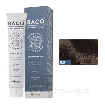 Стойкая крем-краска для волос Kaaral Baco Permanent Hair Color, 100мл 6.0 темный блондин 2586942046 фото