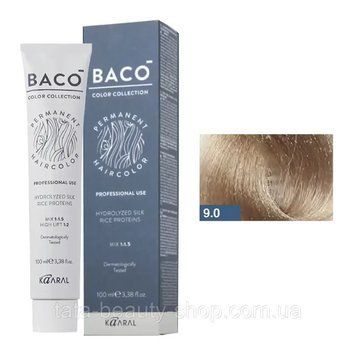 Стойкая крем-краска для волос Kaaral Baco Permanent Hair Color, 100мл 9.0 дуже світлий блондин 2586942687 фото
