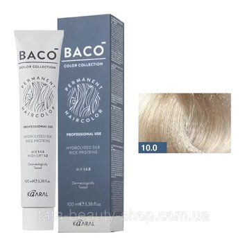 Стойкая крем-краска для волос Kaaral Baco Permanent Hair Color, 100мл 10.0 платиновий блондин 2586942802 фото