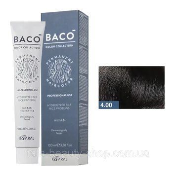 Стойкая крем-краска для волос Kaaral Baco Permanent Hair Color, 100мл 4.00 каштановий інтенсивний 2586943113 фото