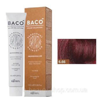 Стойкая крем-краска для волос Kaaral Baco Permanent Hair Color, 100мл 6.66 темний інтенсивний червоний блондин 2586967382 фото