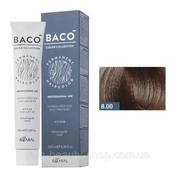 Стойкая крем-краска для волос Kaaral Baco Permanent Hair Color, 100мл 8.00 світлий інтенсивний блондин 2586943772 фото
