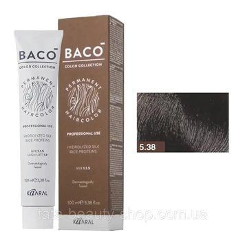 Стойкая крем-краска для волос Kaaral Baco Permanent Hair Color, 100мл 5.38 натуральний золотистий каштановий коричневий 2586968208 фото