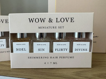 Сет миниатюр парфюм-блеска для волос WOW LOVE 4шт* 7мл DIVINE, NOEL, SIN, Flirty by Olga Fileva WOW09 фото