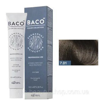 Стойкая крем-краска для волос Kaaral Baco Permanent Hair Color, 100мл 7.01 натуральний попелястий 2586944907 фото