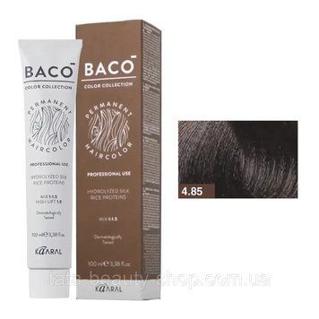Стойкая крем-краска для волос Kaaral Baco Permanent Hair Color, 100мл 4.85 брюнет махагон коричневий 2586969065 фото