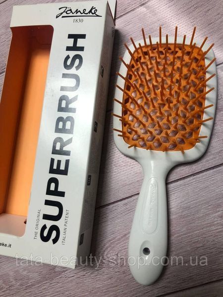 Гребінець для волосся Janeke 1830 Superbrush The Original Italian біла з морквяним 1789818349 фото