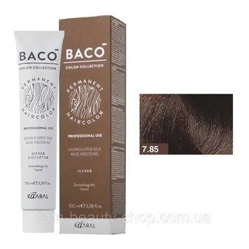 Стойкая крем-краска для волос Kaaral Baco Permanent Hair Color, 100мл 7.85 брюнет середній махагон 2586969181 фото