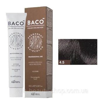 Стойкая крем-краска для волос Kaaral Baco Permanent Hair Color, 100мл 4.5 шатен червоний 2586969305 фото
