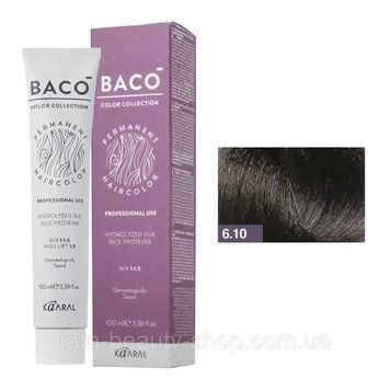 Стойкая крем-краска для волос Kaaral Baco Permanent Hair Color, 100мл 6.10 білявий темний попелястий 2586953812 фото