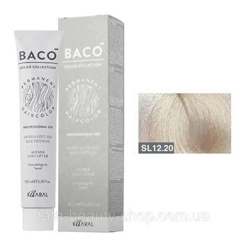 Стойкая крем-краска для волос Kaaral Baco Permanent Hair Color, 100мл SL 12.20 більш світлий блондин попелястий 2586971033 фото