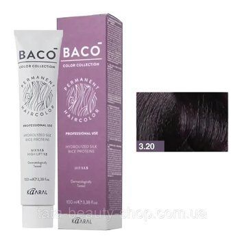 Стойкая крем-краска для волос Kaaral Baco Permanent Hair Color, 100мл 3.20 фіолетовий каштан 2586961123 фото