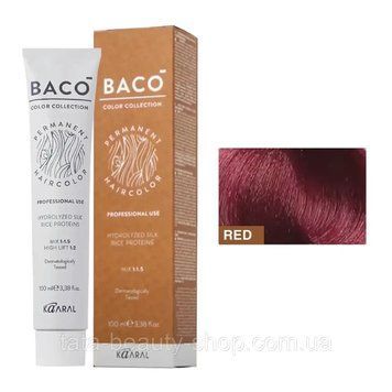 Стойкая крем-краска для волос Kaaral Baco Permanent Hair Color, 100мл RED червоний контраст 2586971578 фото