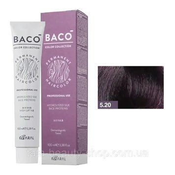 Стойкая крем-краска для волос Kaaral Baco Permanent Hair Color, 100мл 5.20 світлий фіолетовий каштан 2586961506 фото